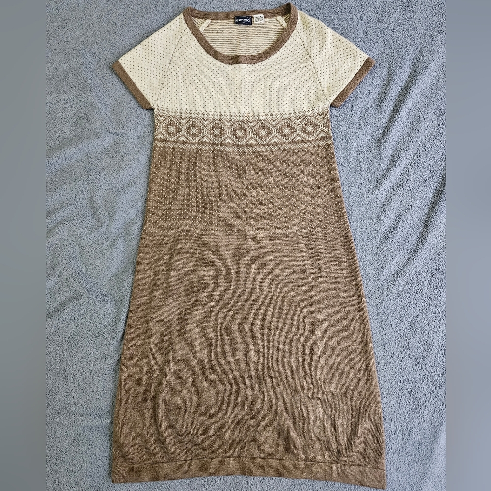 Chic Knit Dress in Brown and Cream